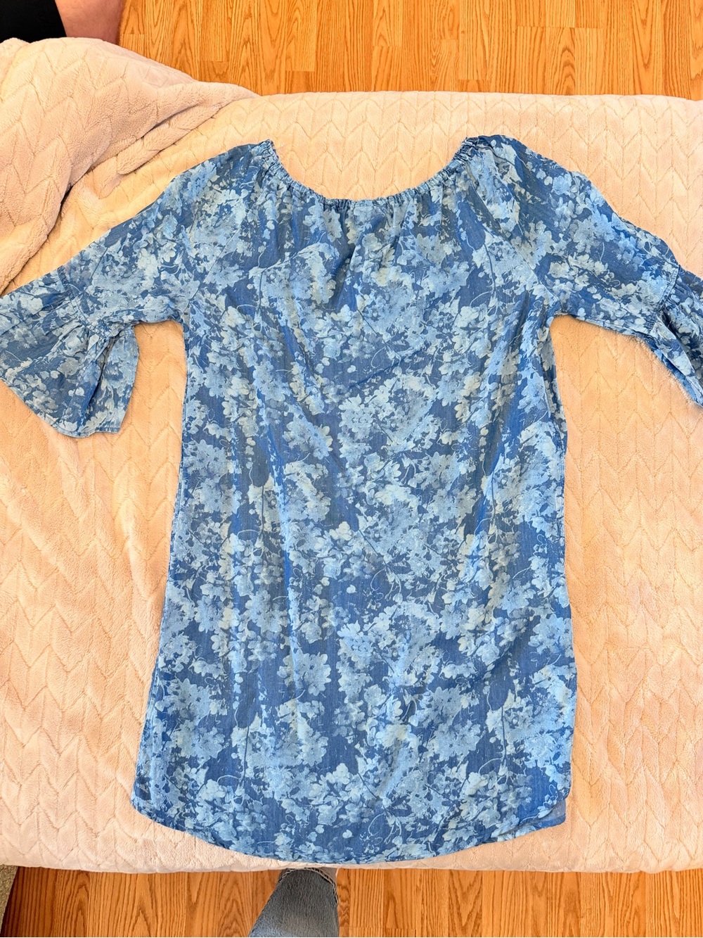 Ruby Rd. Blue Floral Off-Shoulder Tunic - Picture 2 of 5